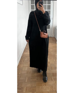 Robe pull col v noir