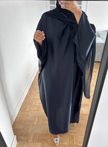 Abaya satiné bleu nuit