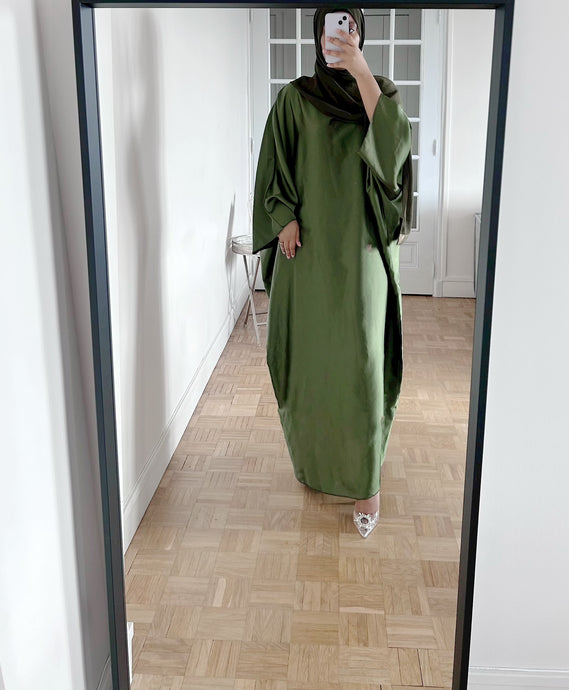 Abaya satinée vert émeraude