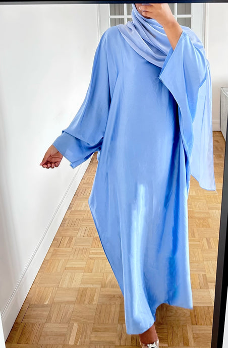 Abaya satinée bleu ciel